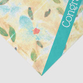 ティール（緑がかった色）かわいらし花おめでとう 薄葉紙 (詳細)