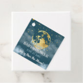 ティール(緑がかった色)が月の上で天と星の赤ちゃんシャワー フェイバータグ (インサイチュ)