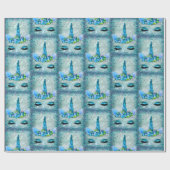 ティール（緑がかった色）きらめくアンドアクアユニコーングリッター ラッピングペーパー (フラット)