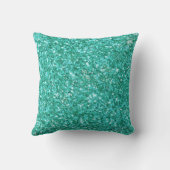 ティール（緑がかった色）きらめくグリッターモノグラムの クッション (裏面)