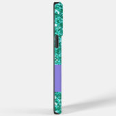 ティール（緑がかった色）きらめくグリッターモノグラムの Case-Mate iPhoneケース (裏面 / 右)