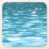 ティール（緑がかった色）きらめく スクエアペーパーコースター (正面)