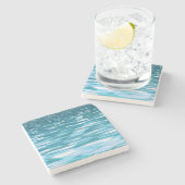 ティール（緑がかった色）きらめく ストーンコースター (横)