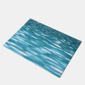 ティール（緑がかった色）きらめく ドアマット (アングル)