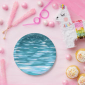 ティール（緑がかった色）きらめく ペーパープレート (パーティー)