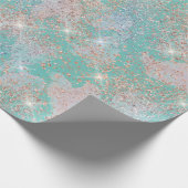 ティール（緑がかった色）すべての行事（ばちゃばちゃ）跳ねるグリッターテクスチャルック ラッピングペーパー (角)