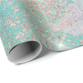 ティール（緑がかった色）すべての行事（ばちゃばちゃ）跳ねるグリッターテクスチャルック ラッピングペーパー (ロールコーナー)