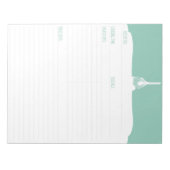 ティール（緑がかった色）つや消しベーキングレシピメモ帳 ノートパッド (正面)