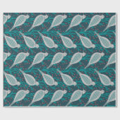 ティール（緑がかった色）で2匹のカメの鳩 ラッピングペーパー (フラット)