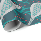 ティール（緑がかった色）で2匹のカメの鳩 ラッピングペーパー (ロールコーナー)