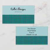 ティール(緑がかった色)とアクアチニーチェックパターン 名刺 (正面/裏面)