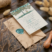 ティール（緑がかった色）とアクアバンティンツリーバーケージ結婚式の招待 招待状