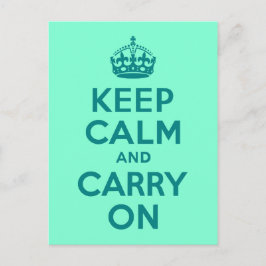 ティール（緑がかった色）とアクアマリンKeep Calm and Carry On ポストカード