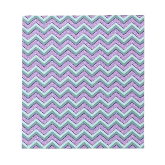 ティール(緑がかった色)とアメジストジグザグ ノートパッド (正面)