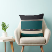 ティール（緑がかった色）とオニキスのストライプ クッション (椅子)