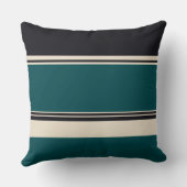 ティール（緑がかった色）とオニキスのストライプ クッション (裏面)
