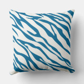 ティール（緑がかった色）とオフホワイトのゼブラデザイン枕 クッション (裏面)