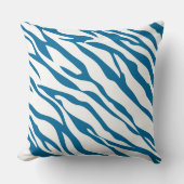 ティール（緑がかった色）とオフホワイトのゼブラデザイン枕 クッション (正面)