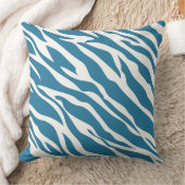 ティール(緑がかった色)とオフホワイトゼブラデザイン枕 クッション (ブランケット)