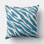 ティール(緑がかった色)とオフホワイトゼブラデザイン枕 クッション (裏面)