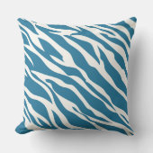ティール(緑がかった色)とオフホワイトゼブラデザイン枕 クッション (正面)