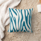 ティール（緑がかった色）とオフホワイトゼブラデザイン枕 クッション (ブランケット)