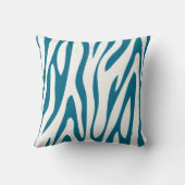 ティール（緑がかった色）とオフホワイトゼブラデザイン枕 クッション (裏面)
