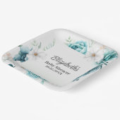 ティール（緑がかった色）とオフホワイトベビーシャワー ペーパープレート (傾斜あり)