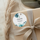 ティール(緑がかった色)とオフホワイトベビーシャワー ラウンドシール