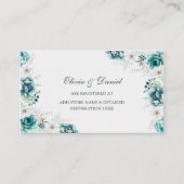 ティール(緑がかった色)とオフホワイトWildflowersレジストリカード エンクロージャーカード (正面)