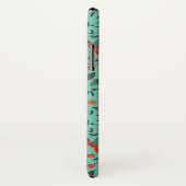 ティール（緑がかった色）とオレンジと赤モノグラムの花のパターン Case-Mate iPhoneケース (裏面/右)