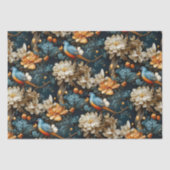 ティール（緑がかった色）とオレンジのヴィンテージジョージアンボホバード 薄葉紙 (正面)