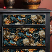 ティール（緑がかった色）とオレンジのヴィンテージジョージアンボホバード 薄葉紙