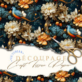 ティール（緑がかった色）とオレンジのヴィンテージジョージアンボホバード 薄葉紙