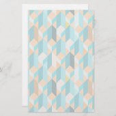 ティール（緑がかった色）とオレンジの形のパターン 便箋 (正面/裏面)