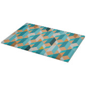 ティール（緑がかった色）とオレンジの形状パターン カッティングボード (角)