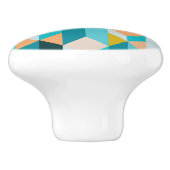 ティール(緑がかった色)とオレンジの形状パターン セラミックノブ (側面)