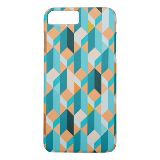 ティール(緑がかった色)とオレンジの形状パターン Case-Mate iPhoneケース (裏面)