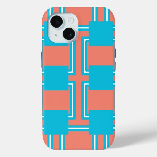 ティール(緑がかった色)とオレンジスクエア Case-Mate iPhoneケース (裏面)