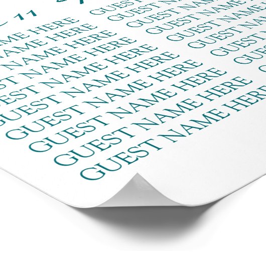 ティール（緑がかった色）とオレンジ結婚色のフローラの座席表 ポスター (角)