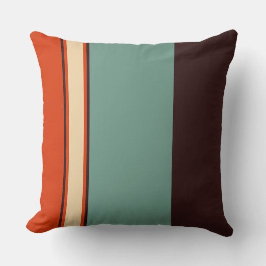 ティール(緑がかった色)とオレンジ クッション (正面)