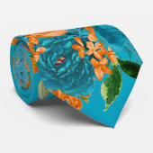 ティール(緑がかった色)とオ絵を描レンジのフローラメン結婚ズ ネクタイ (ロール)