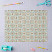 ティール(緑がかった色)とクリームサークルのタンデクページ 薄葉紙 (クラフト)