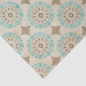 ティール(緑がかった色)とクリームサークルのタンデクページ 薄葉紙 (詳細)