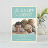 ティール(緑がかった色)とクリームホリデーフォトカード シーズンカード (スタンド正面)