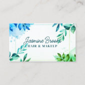 ティール(緑がかった色)とグリーンボタニカルウォーター離れカラー 名刺 (正面)
