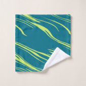 ティール(緑がかった色)とグリーン抽象芸術 バスタオルセット (ウォッシュタオル)