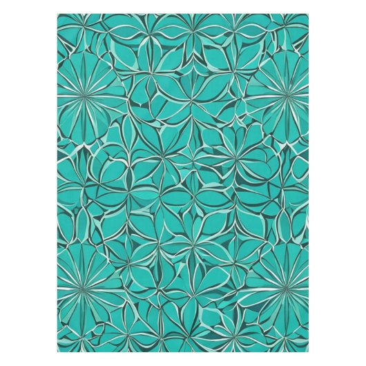 ティール(緑がかった色)とグリーン離れ テーブルクロス (正面)