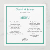 ティール（緑がかった色）とグレーのミニマリスト結婚式のレセプションメニュー メニュー (正面)