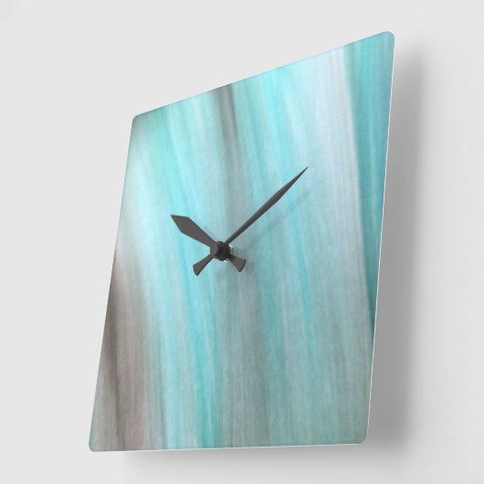 ティール(緑がかった色)とグレーの垂直デザイン スクエア壁時計 (傾斜)